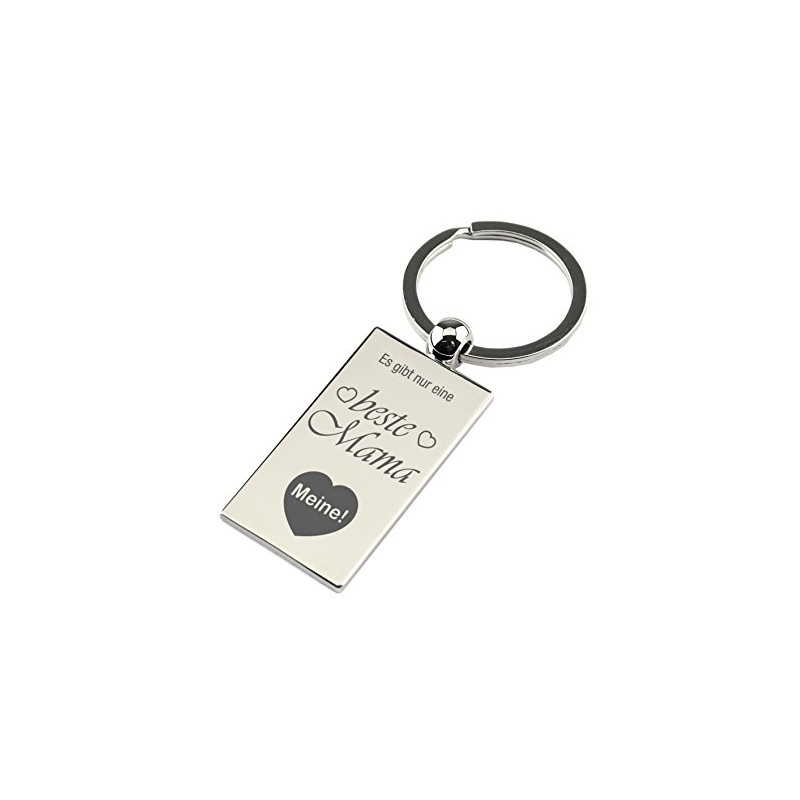 Rectangular Chrome Keyring with Engraving "Es gibt nur eine beste