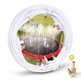homenote Misting Cooling System 59FT (18M) Misting Line + 16 Brass Mist Nozzles + a Metal Adapter(3/4”) Outdoor Trampoline Sprinkler Mister Patio Garden Greenhouse for Waterpark