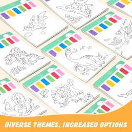 TWWDE AUG Paint with Water Books,Watercolor Coloring Book for Kids Ages 4-8,Watercolor Painting Book for Toddlers,Coloring Books for Toddlers 1-3,Magic Book Art Craft Gift for Drawing-Dinosaurs