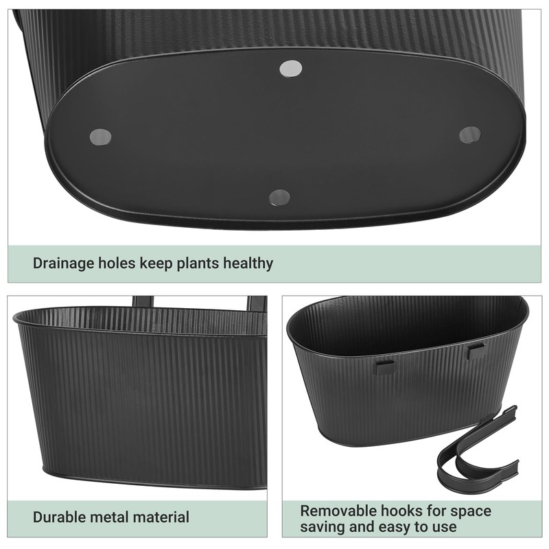 Mkono Metal Railing Planter Box 5 Pack Balcony Hanging Planter