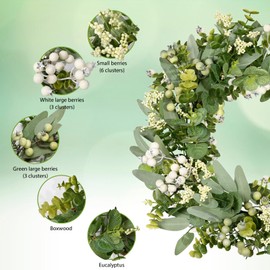 Spring Wreaths for Front Door, Artificial Door Wreath Colorful Spring Summer Wreath, All Seasons Floral Door Wreath for Farmhouse Office Home Wedding Party Decoration (Style B)