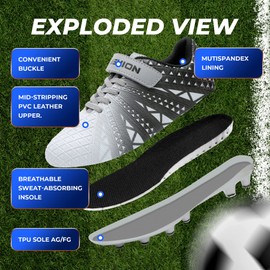 Littleplum Children's Football Boots Outdoor Athletic Soccer Shoes, B Silver Black