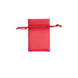 SSWBasics Red Organza Drawstring Pouches - 2" W x 3" H - Pack of 50- Small Mesh Bags
