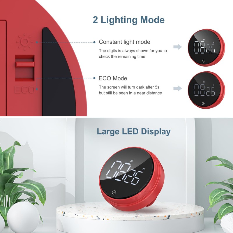 Ankilo Newest Digital Kitchen Timer, Large LED Display Magnetic Countdown