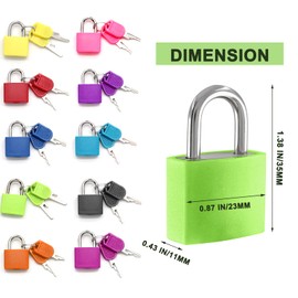 Litoexpe 10 Pcs Suitcase Locks with Keys, Small Luggage Locks Metal Padlocks Key Lock Set for School Gym(10 Color, 1.3 inch x 0.91 inch)