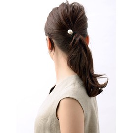 Vingtaine H-671 Single Grain Pearl Hair Rubber 0.7 inch (1.7 cm), Simple Hair Accessory