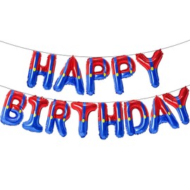 GoGoGoodie Cartoon Super Bros Happy Birthday Banner Game Bros Theme Party Decorations Supplies Backdrop for Boys Kids（Red and Blue）