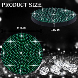 MEAJOO 2PCS Bling Cup Holder Coaster, 2.75 inch Full Crystal Rhinestone Silicone Anti-Slip Shockproof, Universal Non-Slip Recessed Car Interior Accessories (Black & Green)