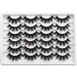 ALICE Eyelashes 20MM Faux Mink Lashes 3D 12 Pairs Pack Dramatic Long False Eyelashes Thick Fluffy Volume Crossed Eye Lashes Reusbale Soft Multipack