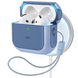 ESR for AirPods 4 Case, Compatible with AirPods 4th Generation Case (2024) (USB-C), Compatible with MagSafe, Drop Protection Cover with Lanyard, Magnetic Lid Lock, Orbit Hybrid Case, Blue