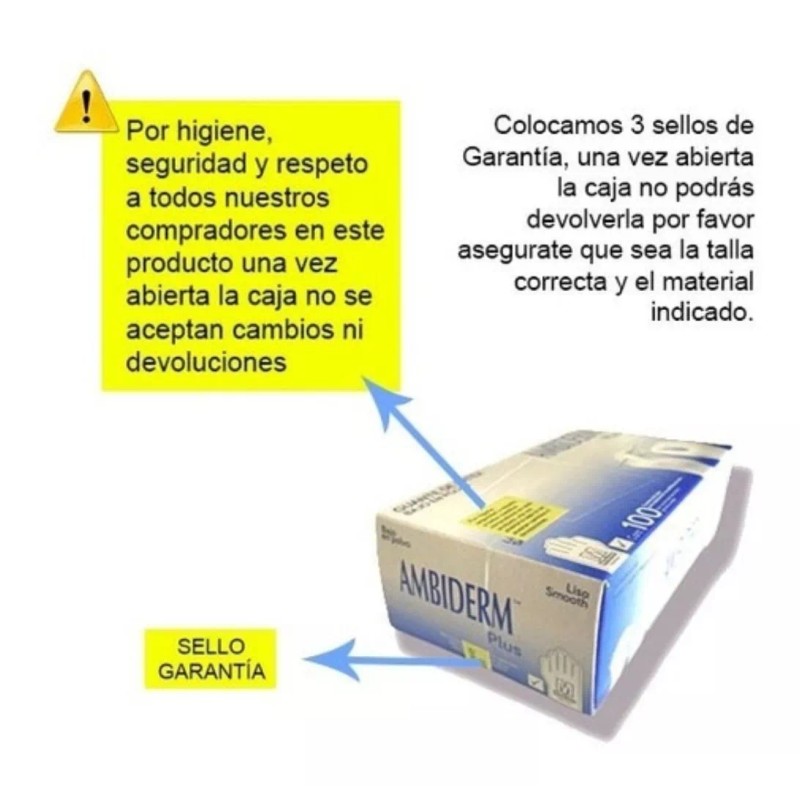 Ambiderm Guante De Vinil Libre De Polvo Ambiderm C/100 Pzas