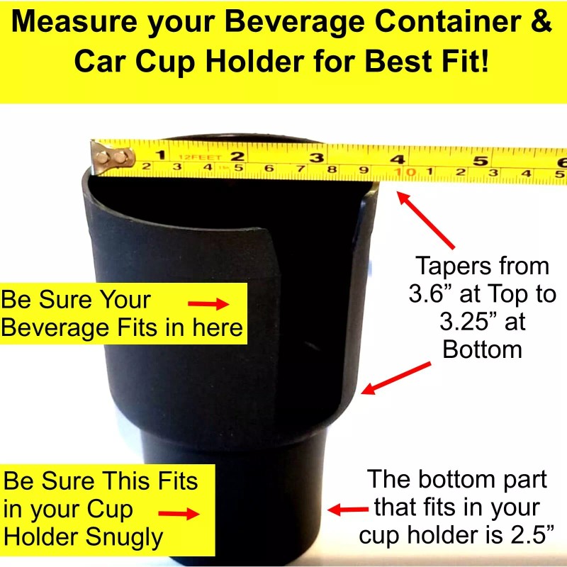 Gadjit Cup Keeper Cup Holder Adapter, Fits Most Vehicles, Black