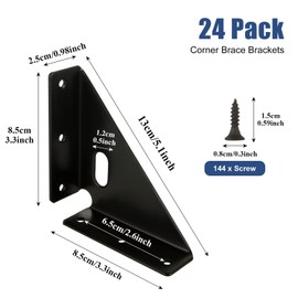 LDHHYH 24 Pack Heavy Duty Gusset Joints, Trapezi Corner Code, Metal Bracket Corner Brace, Furniture Shelf Support Joint Fasteners for Table Cabinet Bed Stabilization - 5.1 x 3.3 x 1 Inch