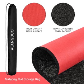 ALANGDUO Large Mahjong Mat with Black Carrying Bag, Anti Slip and Noise Reduction Table Cover for Mahjong, Poker, Card Games, Dominoes, Board Games, Slip Resistant Mat (34.5 X 34.5 Inches) (Mat-Red)