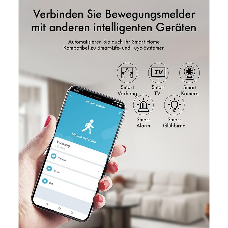 Luminea Home Control Motion Sensor: WiFi Indoor Motion Sensor for