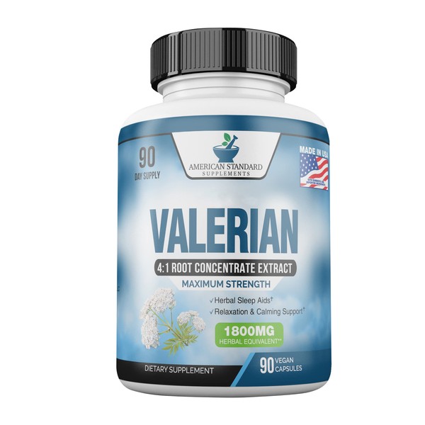 Valerian Root Capsules Organic 1800mg, Valerian Root, Valerian, Organic Valerian Root, Organic Valerian Root Capsules for Relaxation, Calm and Sleep Health,90 Veggie Capsules, 3 Month Supply