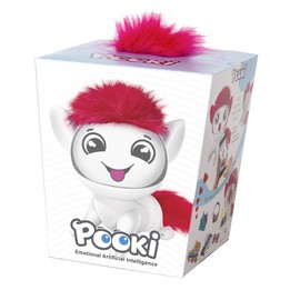 Pooki Interactive pet with Sound, Movement and Animated Screen, White