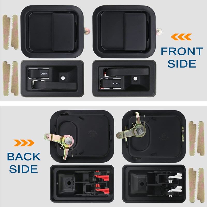 APPERFiT Exterior & Interior Door Handles w/Keepers Compatible with Jeep