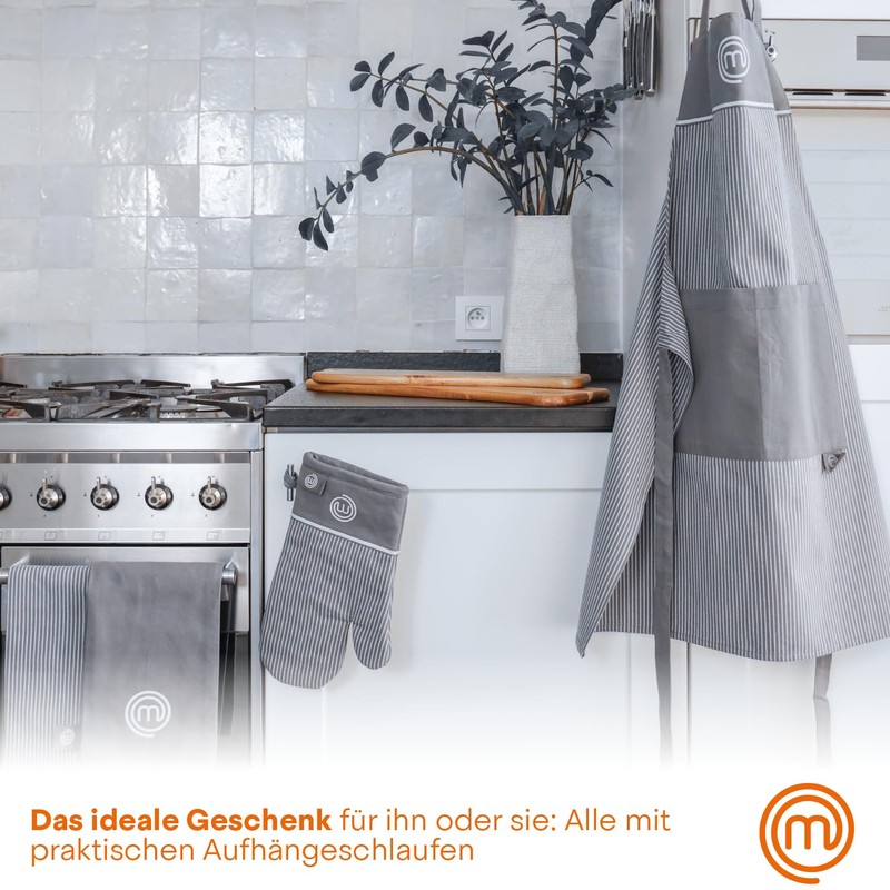 MasterChef Set of 3 Tea Towels, Kitchen Apron and Oven