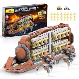 58-Piece Battle Droid Platoon Carrier Attack Craft with 2 Droideka, Building Blocks Compatible with Major Brands, Battle Soldiers Action Figures with Weapons, Clone Army Building Kit for Star Fans