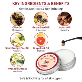 GJYC PET Natural Tear Stain Remover Balm for Dogs & Cats – Gentle & Effective Eye Care, Prevents Tear Stains & Reduces Redness, Safe & Non-Irritating Formula with Professional Brush, 1 oz