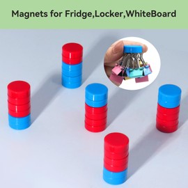 PYJLBX Fridge Magnets Strong Magnet, 20Pcs Small Magnets Whiteboard Magnets Heavy Duty Magnets for Crafts, Mini Magnets Tiny Cute Round Magnets for Whiteboard, Fridge, Notice Board, Office (Red+Blue)