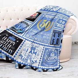 50th Birthday Gifts Decorations for Him Men, for 50th Birthday, 50 Year Old Gifts for Men, 1975 Birthday Gifts, Throw Blanket 60inx50in
