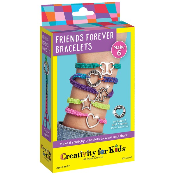 Creativity for Kids Friends Forever Bracelet Craft Kit - Create DIY 6 Friendship Charm Bracelets - Complete Kids Jewelry Kit