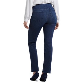 NYDJ Women's Pull-On Marilyn Straight Jeans | Slimming & Flattering Fit, Clean Denslowe, 6