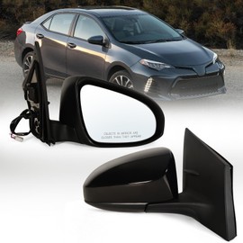 Lqito Right Passenger side Mirror Fits 2014-2018 Toyota Corolla Sedan/Hatchback with Power Glass without Heated without Turn signals without Blind Spot Match Black Replace 8791002F81(3Pins)