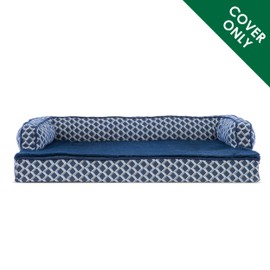 Furhaven Replacement Dog Bed Cover Comfy Couch Plush & Décor Sofa-Style, Machine Washable - Diamond Blue, Large