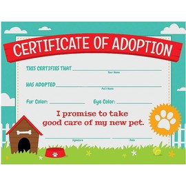 HAPPY DEALS ~ Puppy Dog Adoption Certificates - Dog Party Favors and Supplies - 12 Pieces