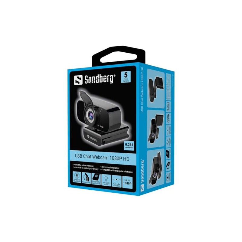 Sandberg 134-15 Webcam 2MP 1920 x 1080 Pixels USB 2.0