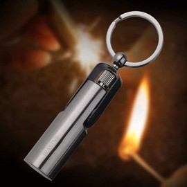 BIASTNR Permanent Match, Keychain Flint Matchstick Fire Starter Forever Match, Reusable Waterproof Flint Lighter for Outdoor Camping Emergency Survival black