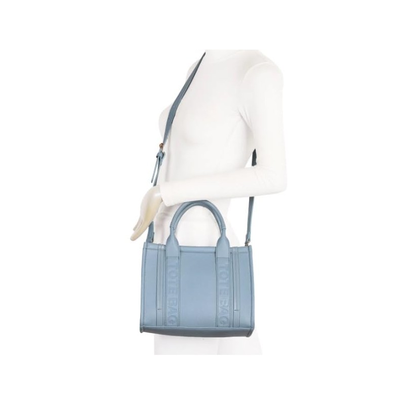 LeahWard Ladies Small Tote Bag, Embossed Text Design, Detachable Shoulder