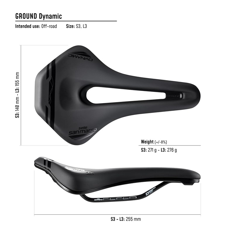Selle San Marco Ground Dynamic Saddle: Black/Black L3