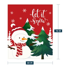 Neatee Living Christmas Large Throw Blanket Red Christmas Tree Snowman Blanket Xmas Winter Holiday Blanket Couch Sofa Bed Soft Cozy Lightweight Fuzzy Plush Fleece Blankets and Throws 50x70