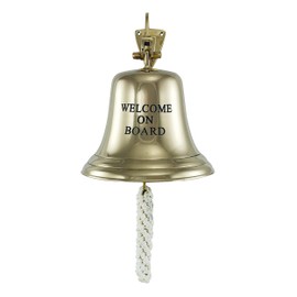 NKlaus Maritime Bell 'Welcome On Board' Brass 15 cm - Perfect for Nautical Accents Retro Decoration 16087