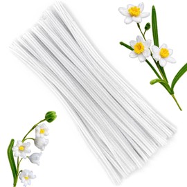 Apedoixy 100 Pieces White Craft Pipe Cleaners,6mm x 12inch Thick Fuzzy Chenille Stem Sticks Pipe Cleaners for Craft Art DIY Projects Decorations
