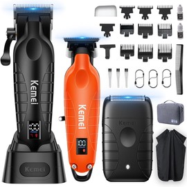 KEMEI - Cortapelos para hombres profesionales, cortapelos y recortadores de peluquero para hombres, kit de cortapelos y peluquería inalámbricos, kit de corte de pelo, 2293, 2290D, T95