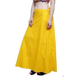 Stylesindia Women's Cotton Readymade Indian Inskirt Saree petticoats Underskirt - Free Size-Golden Yellow