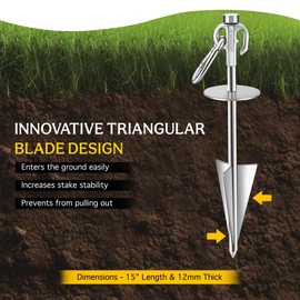 Sliridog Heavy Duty Dog Tie Out Stake and Cable, 360° Swivel Dog Run, 304 Stainless Steel, Up to 160 LBS, for Yard, Outdoor, Camping (Silver, Stake and 10ft Cable)