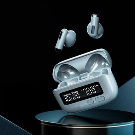 Fahgaer Portable Clock Wireless Bluetooth Earphones Semi in Ear Touch Gaming Esports Long Range Headphones-Gray