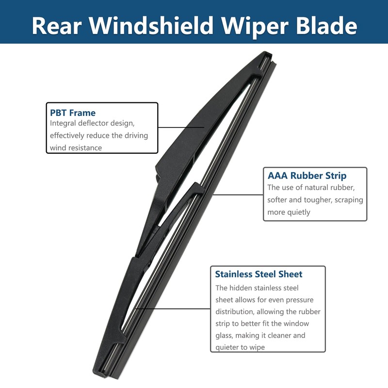 Rear Windshield Wipers Blade Arm Set for Toyota RAV4 2013-2018