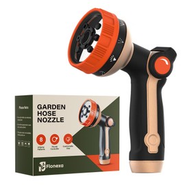 Flonexa Heavy Duty Garden Hose Spray Nozzle, Metal Water Hose Nozzle with 8 Spray Patterns, High Pressure Hose Nozzle with Thumb Control On Off Valve for Lawn Watering, Car Washing, Pets Showering