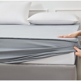 [Q-max 0.51] Tametra Cool Touch Feeling Summer Fitted Sheet with Integrated Pad Cooling Feeling Sheets Strong Cooling & Quick Drying 2 in 1 - Pads and Sheets Easy to Put On and Take Off All Seasons,