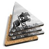 4 x Triangle Coasters - BW - Chestnut Horse Jumping