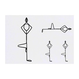 4 x 'Yoga Tree Pose' Temporary Tattoos - Water Resistant, Skin-Safe, Non-Toxic Transfers, Mixed Sizes (TO00078844)