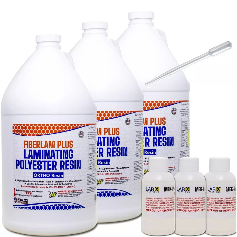 Lab X Creations FIBERLAM PLUS 1 Gallon POLYESTER RESIN +MEKP