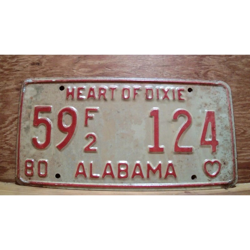Vintage 1980 ALABAMA License Plate Antique Car Tag